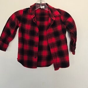 Baby Gap Red & Black Plaid Flannel Button-Down Shirt Toddler 3 Years Classic